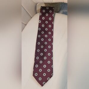 Jos.‎ A Bank Executive Collection Silk Tie Burgundy Silver Handmade 59.5x3.5